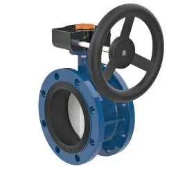 Flanged type butterfly valve and bronze disk and NBR seat, DN400, PN10. PA300 series reducer