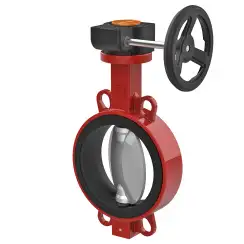 Wafer type butterfly valve with stainless-steel body and bronze disk and NBR soft seat, DN50, PN16. PA600 series reducer