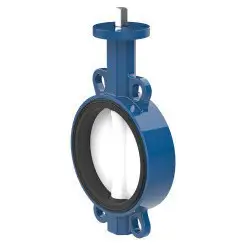Wafer type butterfly valve and stainless steel disk and NBR seat, DN600, PN10. PA300 series bare stem