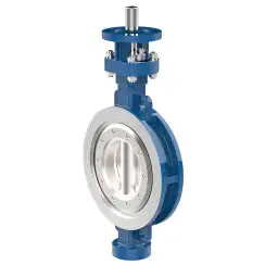 Wafer type butterfly valve with tripple eccentricity with stainless-steel + molybdenum body and carbon steel disk and PTFE seat, DN400, PN25. PA900 series 