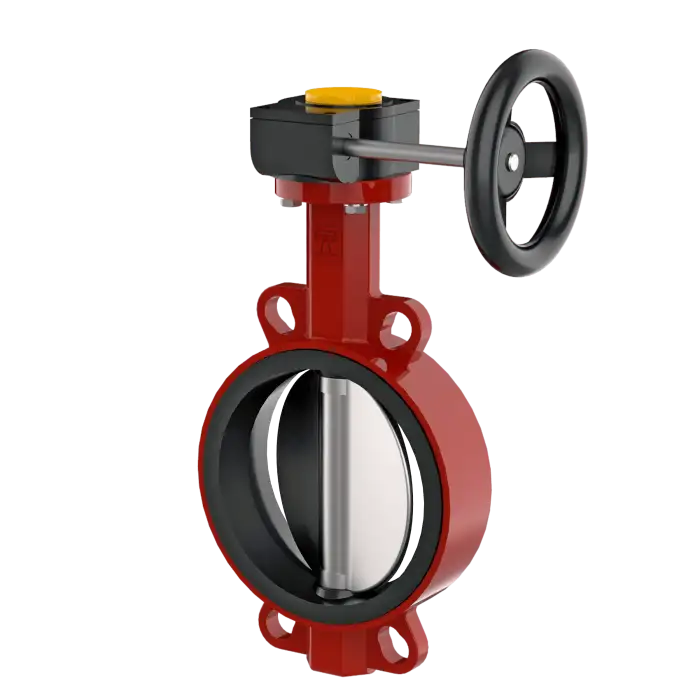 Flanged type butterfly valve and bronze disk and NBR seat, DN50, PN10. PA300 series handle