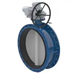 Flanged type butterfly valve and bronze disk and NBR seat, DN450, PN10. PA300 series electric actuator