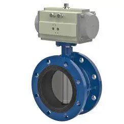 Flanged type butterfly valve and bronze disk and NBR seat, DN400, PN10. PA300 series pneumatic actuator