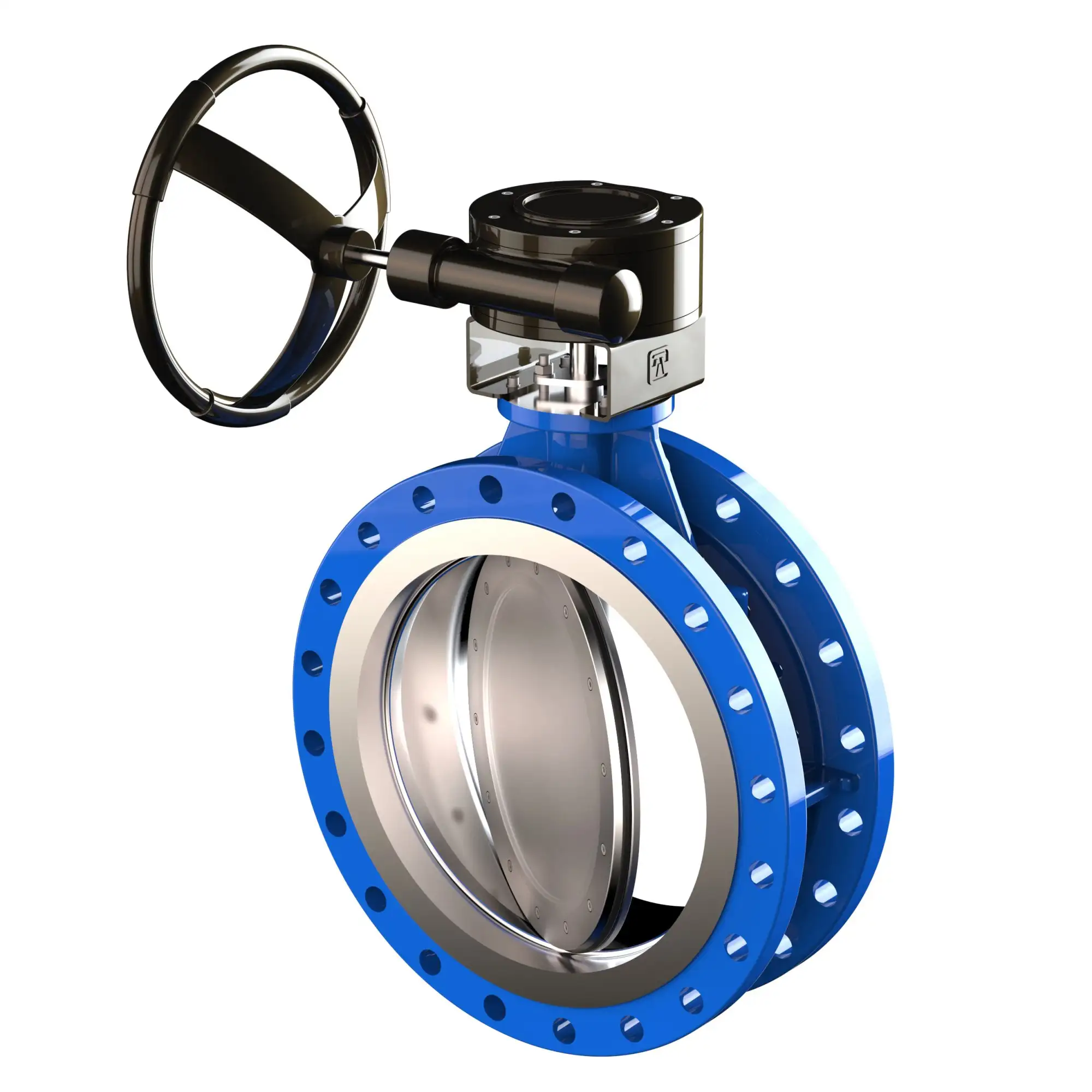Wafer type butterfly valve with double eccentricity with steel body and carbon steel disk and EPDM seat, DN1800, PN16. PA700 series bare stem