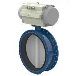 Flanged type butterfly valve and bronze disk and NBR seat, DN450, PN10. PA300 series pneumatic actuator