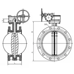 Flanged type butterfly valve and bronze disk and NBR seat, DN50, PN10. PA300 series 
