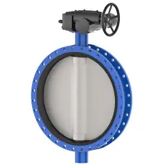 Wafer type butterfly valve and stainless steel disk and NBR seat, DN1200, PN10. PA300 series reducer